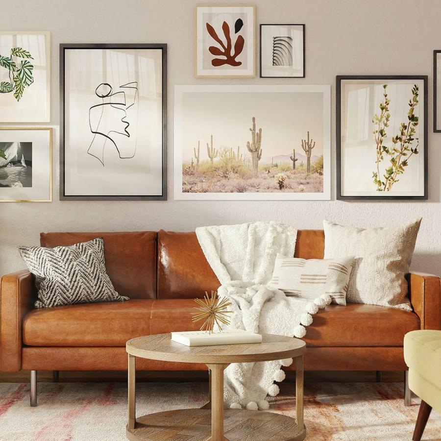 a living room with a couch and a table
